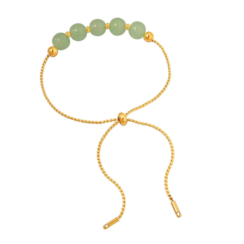 Beautiful Stainless Steel Adjustable Jade Bracelet for Women