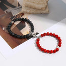 Beaded Couple Bracelet With Magnetic Heart-shaped 