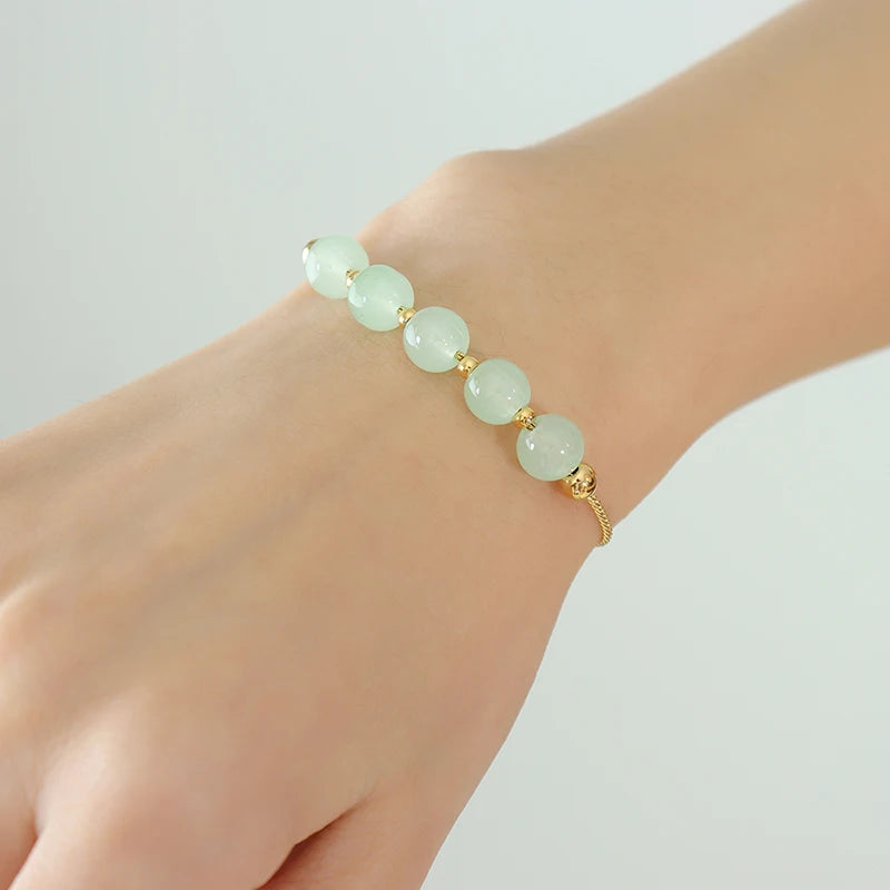 Beautiful Stainless Steel Adjustable Jade Bracelet for Women