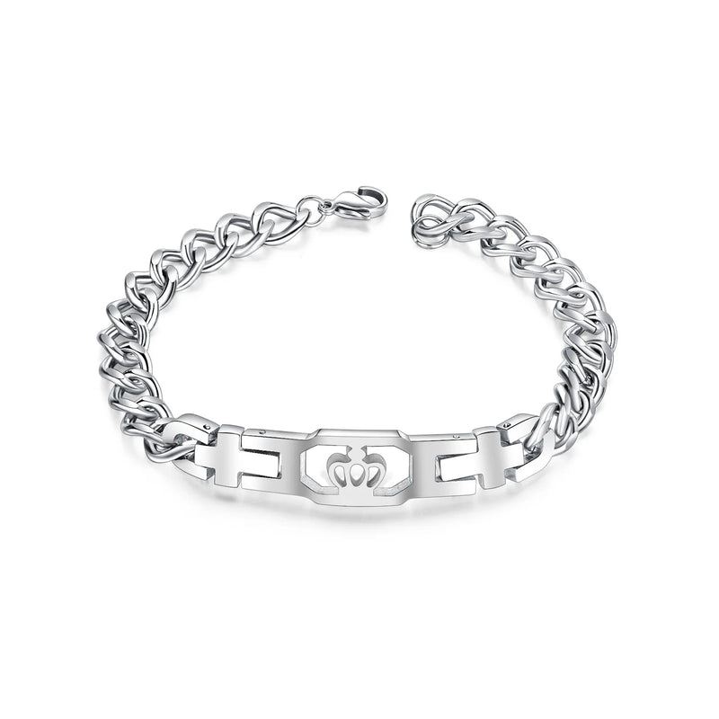 Hollow crown stainless steel couple bracelet