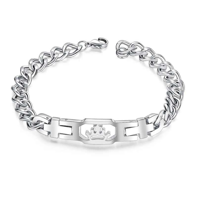 Hollow crown stainless steel couple bracelet