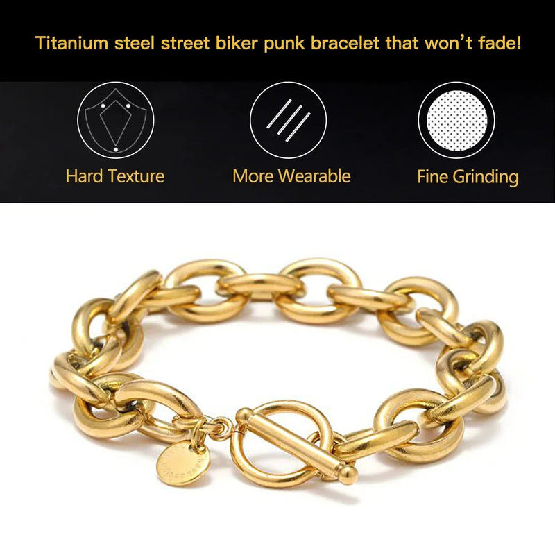 Stainless Steel Thick Chain Couple Bracelet for Man Women