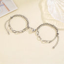 Titanium Stainless Steel Magnetic Heart Charm Couple Bracelet 