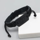 Multi-Layer Black Leather Wolf Head Bracelet For Men