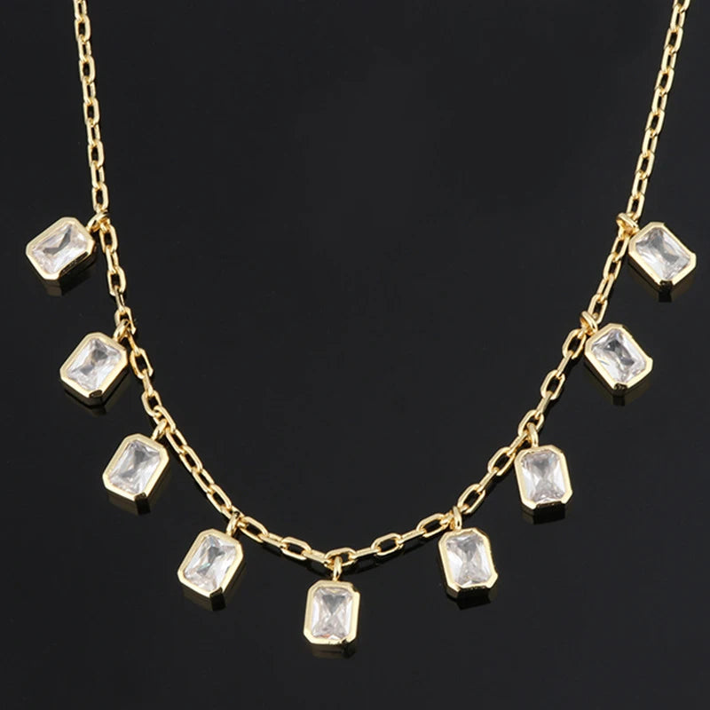 Colorful Zircon Stone Emerald Necklace For Women