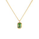 18K Gold Plated Cubic Zirconia Emerald Necklace