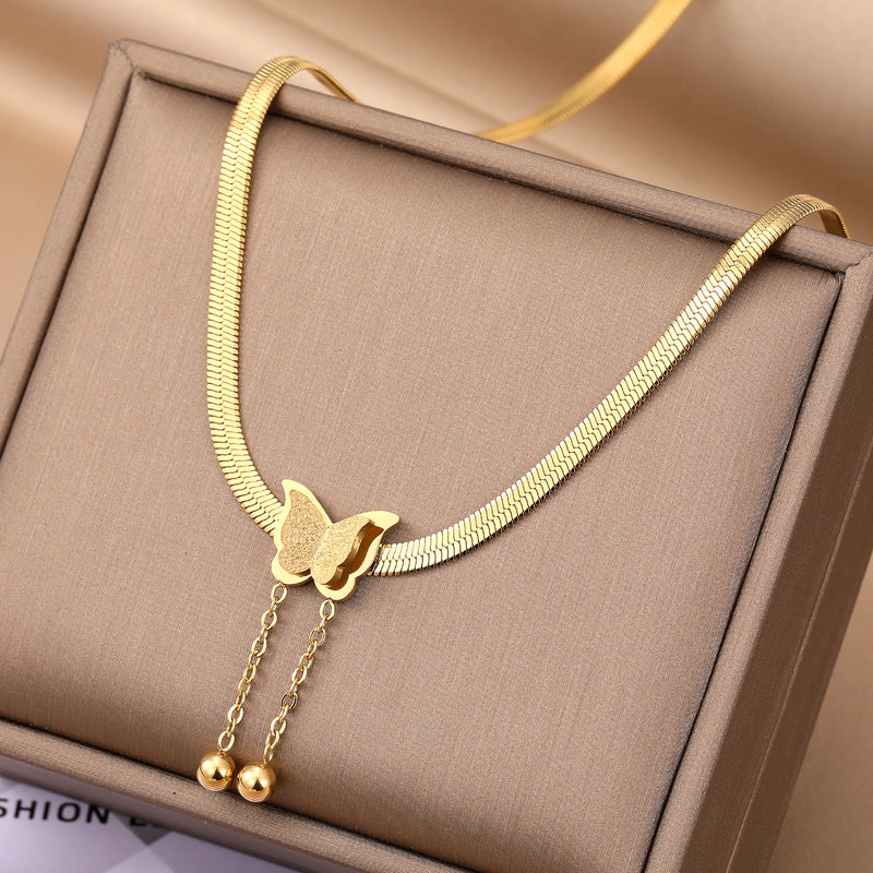 18K Gold-Plated Butterfly Necklace for Women's