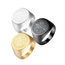 Round Signet Compass Ring for Men & Women