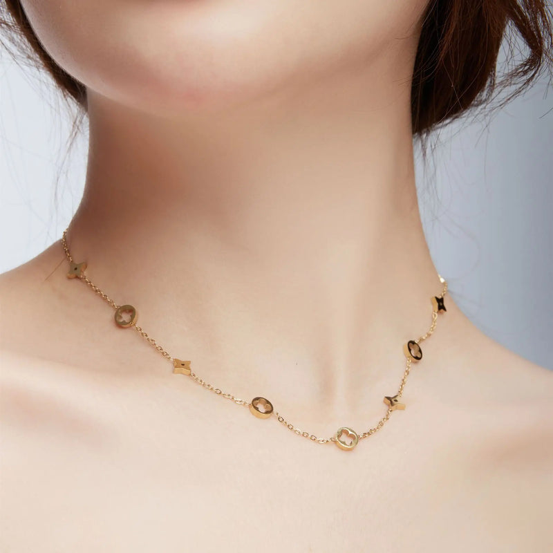 18K Gold Plated Clover Necklace for Women