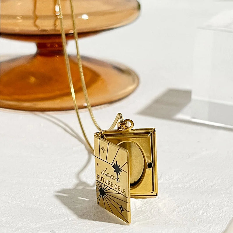 Rectangle Photo Locket Necklace for Women