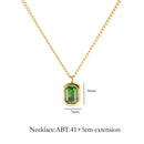 18K Gold Plated Cubic Zirconia Emerald Necklace