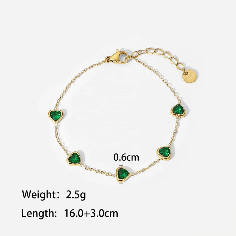 Emerald Heart Stone Bracelet