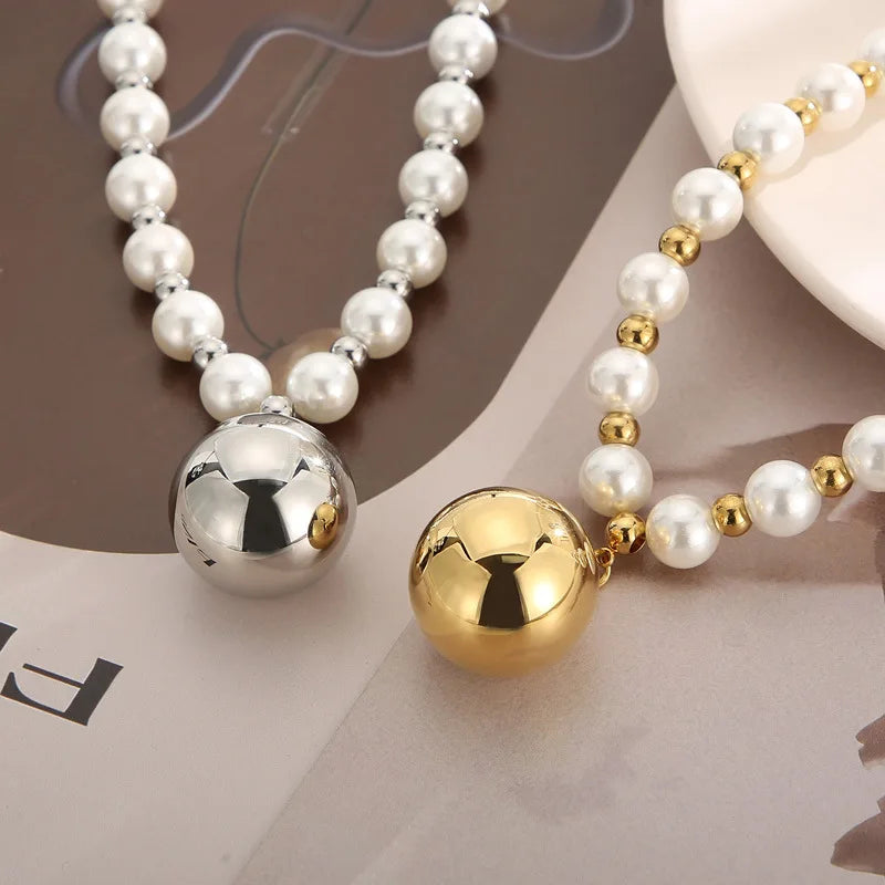 Round Ball Beaded Freshwater Pearl Necklace