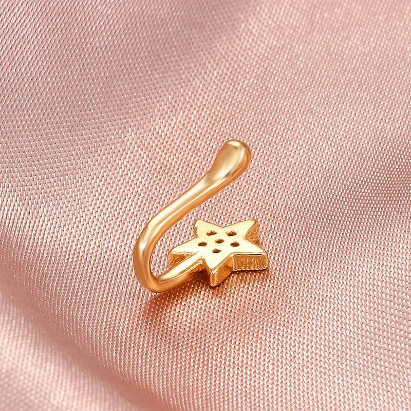 Geometric Copper CZ Star Triangle 18K Gold-Plated Nose Ring