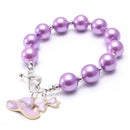 Solid Color Beaded Charming Children Bracelet with Pendant