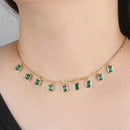 Colorful Zircon Stone Emerald Necklace For Women