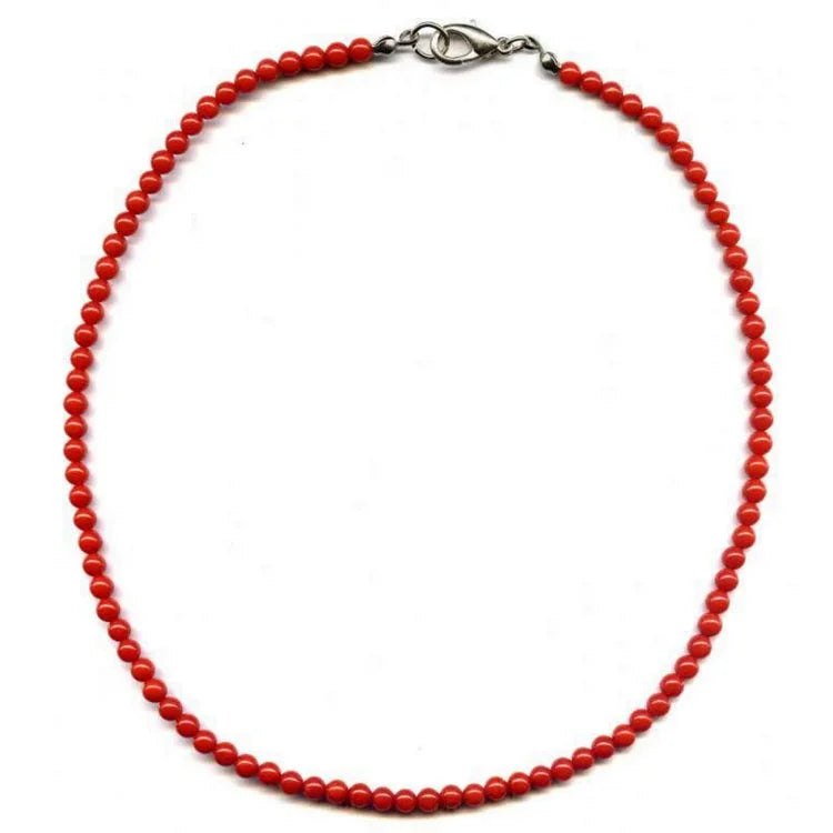 Tinny Beaded Red Coral Chocker Necklace