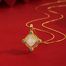 Alluring 18K Gold-Plated Jade Pendant Necklace