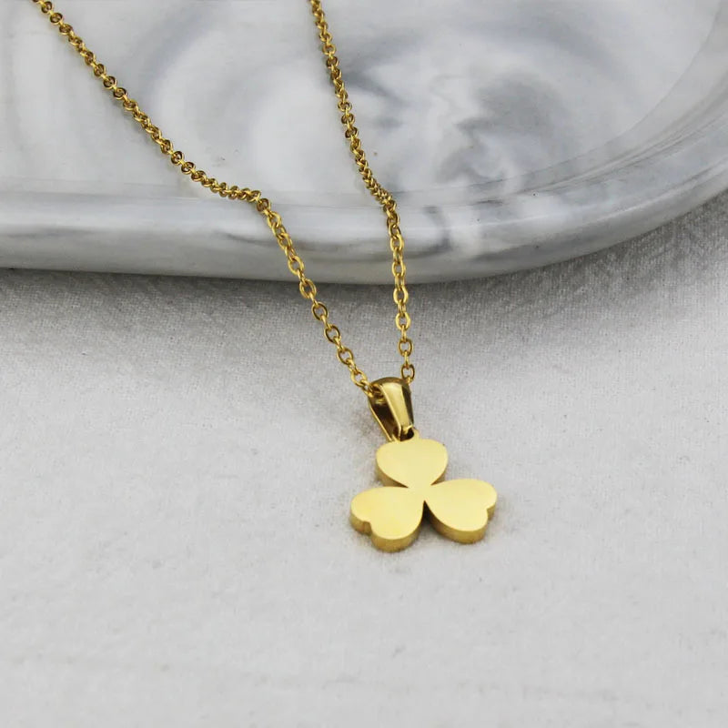 18K Gold Plated Stainless Steel Clover Necklace