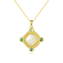 Alluring 18K Gold-Plated Jade Pendant Necklace