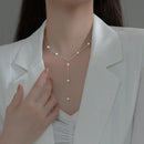 Y Shape Pearl Crystal Ball Necklace