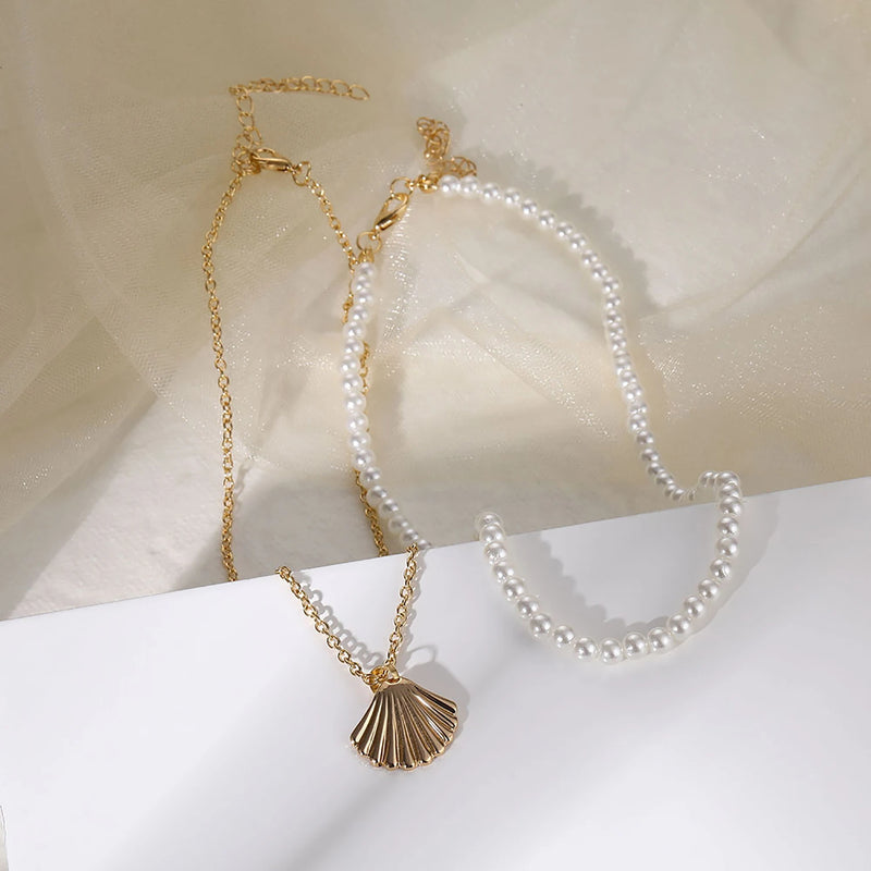 Pearl Shell Double Layer Necklace