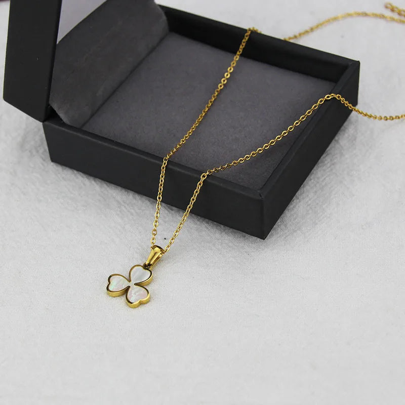 18K Gold Plated Stainless Steel Clover Necklace