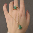 Emerald Jade Necklace & Ring Set