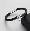 Black Braid Men's Leather Bracelet