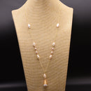  White Pearl Long Pendant Necklace For Women 