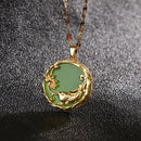 Gold-Plated Green Gemstone Jade Necklace