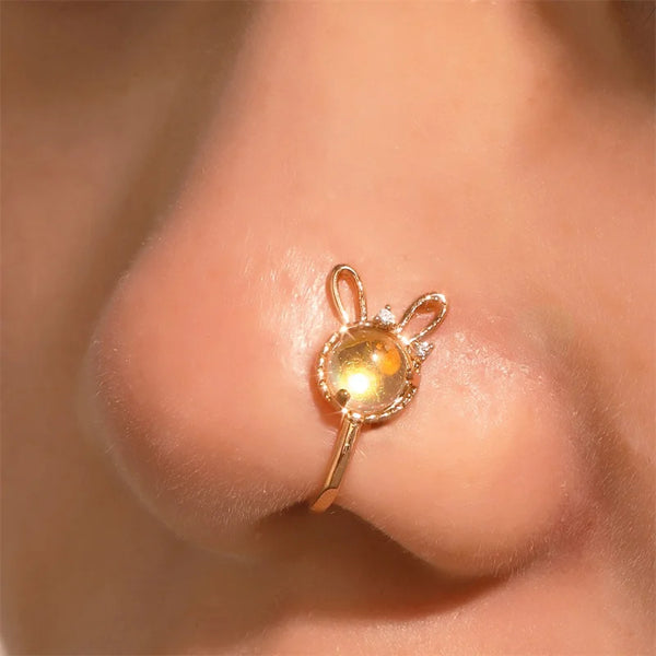 Moonlight Stone Gold Nose Ring for Women