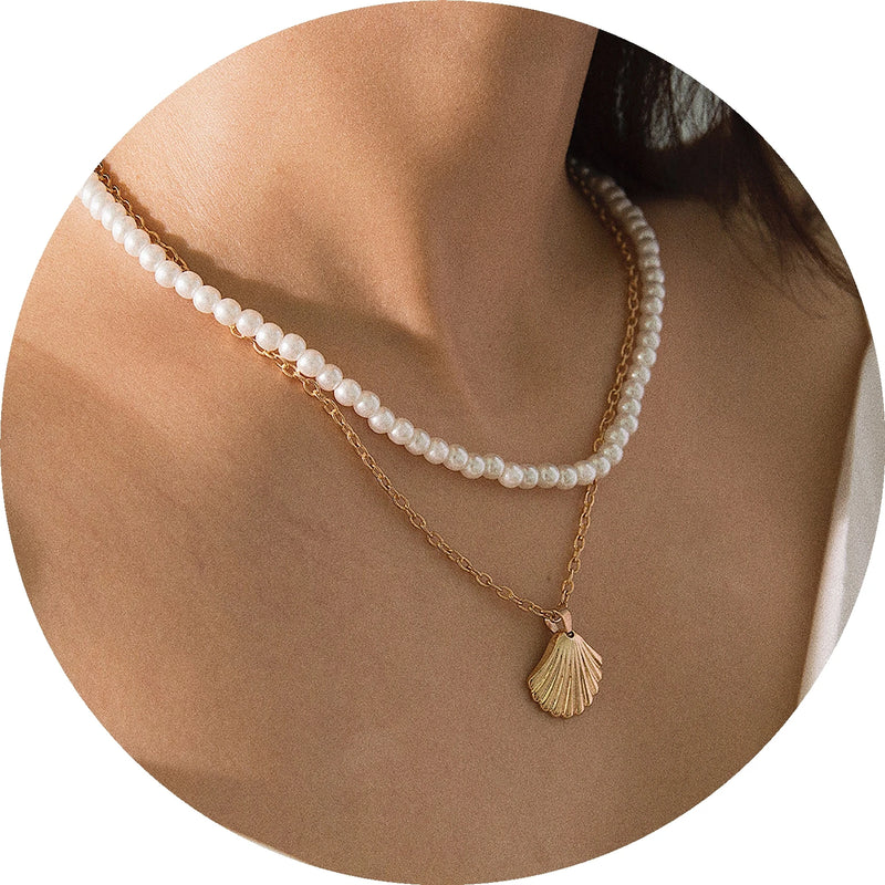 Pearl Shell Double Layer Necklace