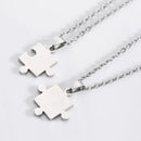 Titanium Blank Couple Puzzle Best Friend Necklace