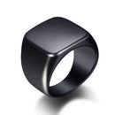 Square Smooth Titanium Steel Black Ring for Men