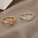 18K Gold-Plated Opal Circle Ring for Women