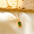 18K Gold Plated Cubic Zirconia Emerald Necklace