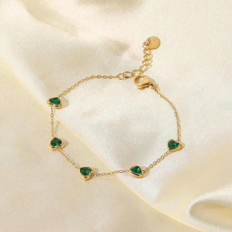 Emerald Heart Stone Bracelet