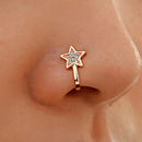 Geometric Copper CZ Star Triangle 18K Gold-Plated Nose Ring