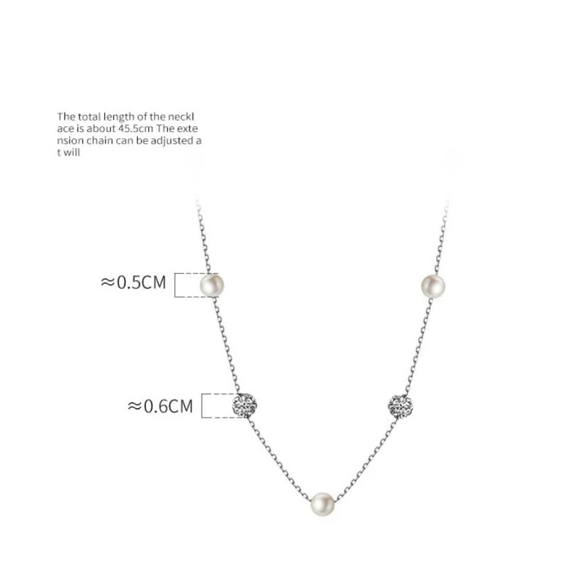 Y Shape Pearl Crystal Ball Necklace