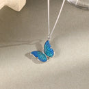 Simple Design Blue Butterfly Necklace