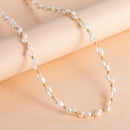 Gold Hole Beaded Freshwater Pearls Necklace