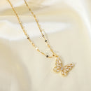 18K Gold Stainless Steel Zircon Butterfly Necklace