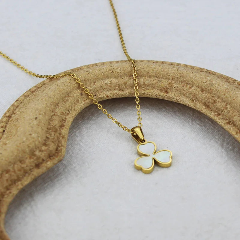 18K Gold Plated Stainless Steel Clover Necklace