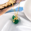 Jade Pendant Charm Gourd Blessed Amulet Necklace