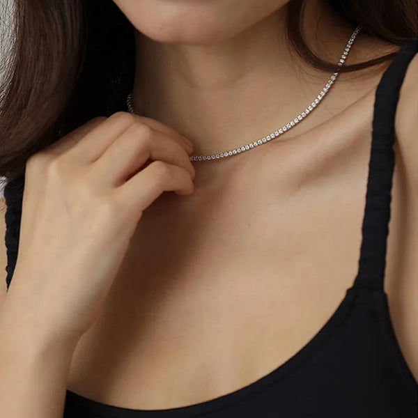 Tennis Silver Choker Necklace