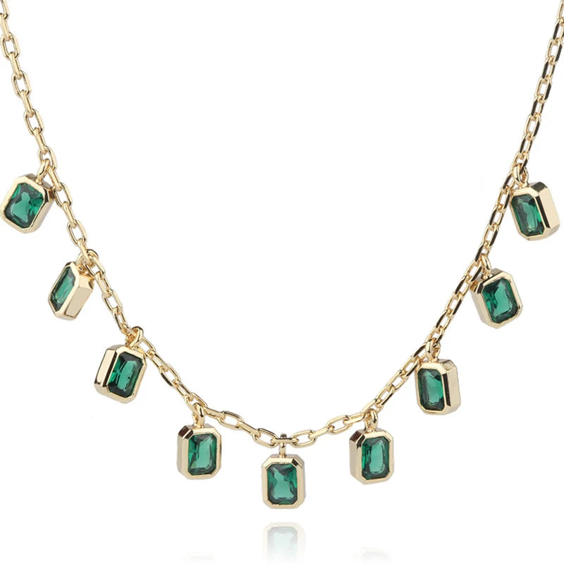 Emerald Colorful Zircon Stone Choker Necklace