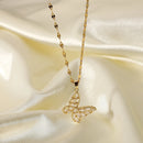 18K Gold Stainless Steel Zircon Butterfly Necklace