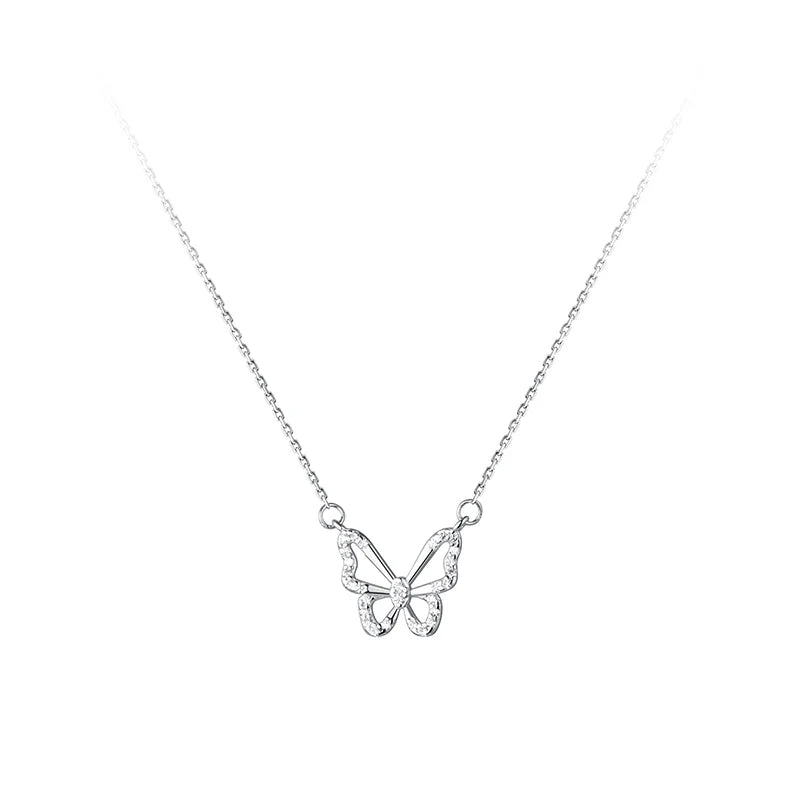 Simple Design Zircon Butterfly Necklace