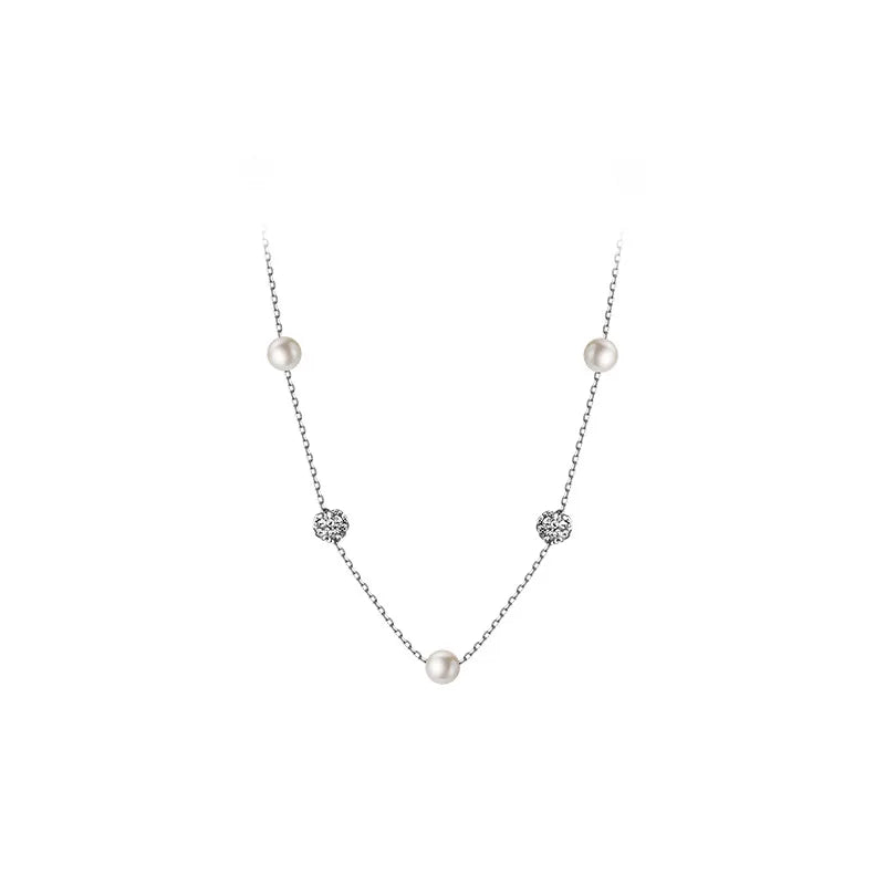 Y Shape Pearl Crystal Ball Necklace